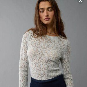 American Eagle, Long-Sleeve, Knit, Large, Bodysuit, CREAM COLORED, NEW WITH TAG